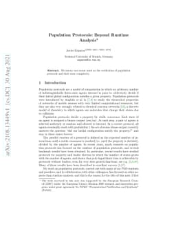 Population Protocols: Beyond Runtime Analysis