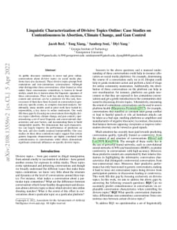 Linguistic Characterization of Divisive Topics Online: Case Studies on
  Contentiousness in Abortion, Climate Change, and Gun Control