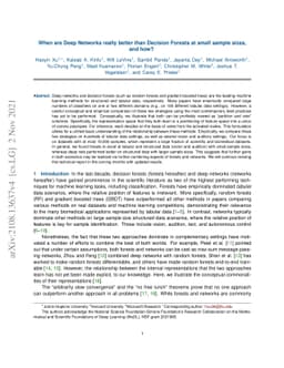 When are Deep Networks really better than Decision Forests at small
  sample sizes, and how?