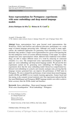 Sense representations for Portuguese: experiments with sense embeddings
  and deep neural language models