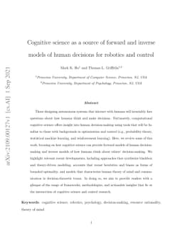 Cognitive science as a source of forward and inverse models of human
  decisions for robotics and control