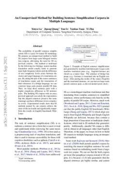 An Unsupervised Method for Building Sentence Simplification Corpora in
  Multiple Languages