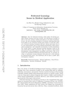 Federated Learning: Issues in Medical Application