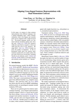 Aligning Cross-lingual Sentence Representations with Dual Momentum
  Contrast