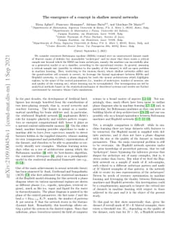 The emergence of a concept in shallow neural networks