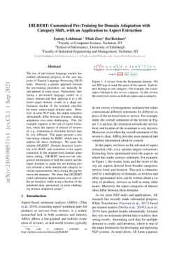 DILBERT: Customized Pre-Training for Domain Adaptation withCategory
  Shift, with an Application to Aspect Extraction