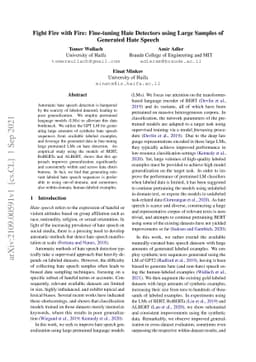 Fight Fire with Fire: Fine-tuning Hate Detectors using Large Samples of
  Generated Hate Speech