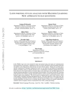 Latin writing styles analysis with Machine Learning: New approach to old
  questions
