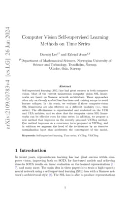 Computer Vision Self-supervised Learning Methods on Time Series