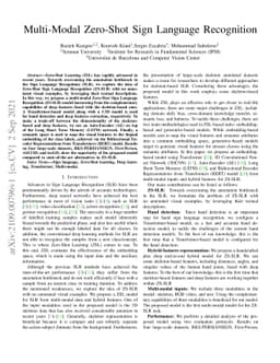 Multi-Modal Zero-Shot Sign Language Recognition