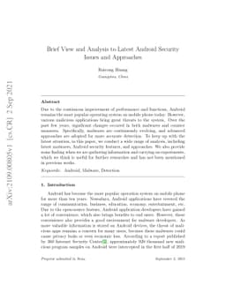 Brief View and Analysis to Latest Android Security Issues and Approaches