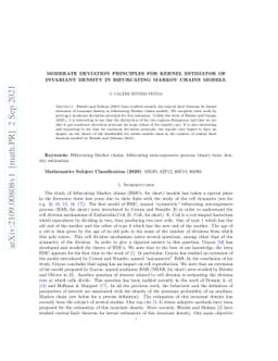 Moderate deviation principles for kernel estimator of invariant density
  in bifurcating Markov chains models