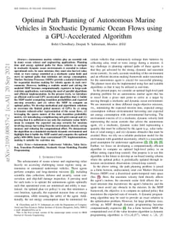 Optimal Path Planning of Autonomous Marine Vehicles in Stochastic
  Dynamic Ocean Flows using a GPU-Accelerated Algorithm