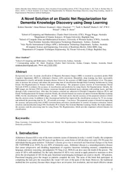 A Novel Solution of an Elastic Net Regularization for Dementia Knowledge
  Discovery using Deep Learning
