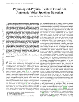 Physiological-Physical Feature Fusion for Automatic Voice Spoofing
  Detection