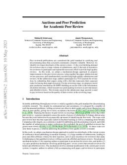 Auctions and Peer Prediction for Academic Peer Review