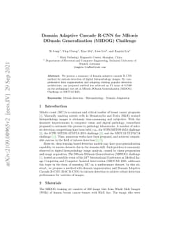 Domain Adaptive Cascade R-CNN for MItosis DOmain Generalization (MIDOG)
  Challenge