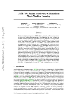 CrypTen: Secure Multi-Party Computation Meets Machine Learning