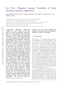 Can Error Mitigation Improve Trainability of Noisy Variational Quantum
  Algorithms?