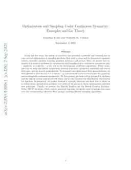 Optimization and Sampling Under Continuous Symmetry: Examples and Lie
  Theory