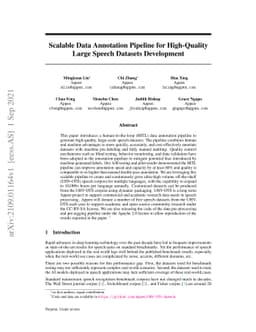 Scalable Data Annotation Pipeline for High-Quality Large Speech Datasets
  Development
