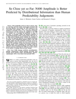 So Cloze yet so Far: N400 Amplitude is Better Predicted by
  Distributional Information than Human Predictability Judgements