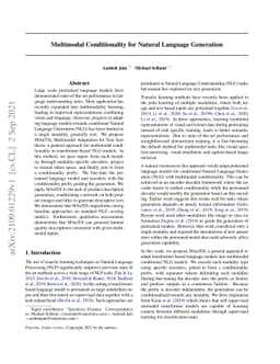 Multimodal Conditionality for Natural Language Generation