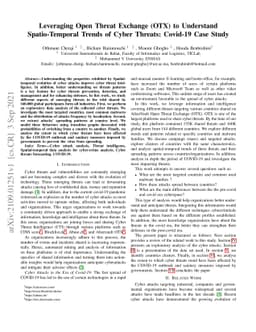 Leveraging Open Threat Exchange (OTX) to Understand Spatio-Temporal
  Trends of Cyber Threats: Covid-19 Case Study