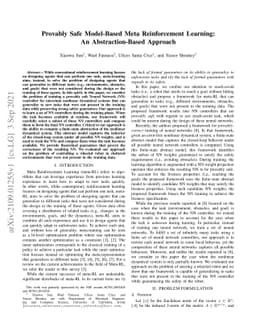 Provably Safe Model-Based Meta Reinforcement Learning: An
  Abstraction-Based Approach