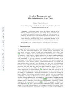 Symbol Emergence and The Solutions to Any Task