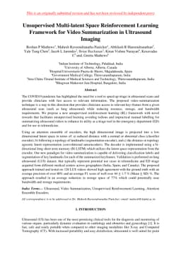 Unsupervised multi-latent space reinforcement learning framework for
  video summarization in ultrasound imaging