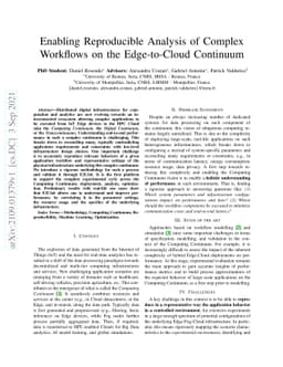 Enabling Reproducible Analysis of Complex Workflows on the Edge-to-Cloud
  Continuum