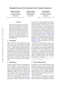 Biomedical Data-to-Text Generation via Fine-Tuning Transformers