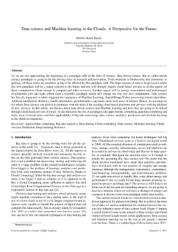 Data science and Machine learning in the Clouds: A Perspective for the
  Future