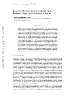 Learning Hierarchical Structures with Differentiable Nondeterministic
  Stacks