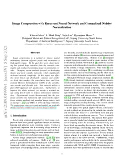 Image Compression with Recurrent Neural Network and Generalized Divisive
  Normalization
