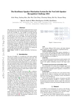 The ByteDance Speaker Diarization System for the VoxCeleb Speaker
  Recognition Challenge 2021