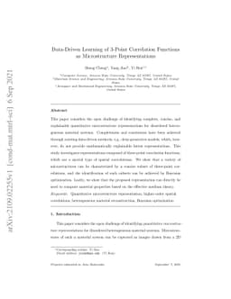 Data-Driven Learning of 3-Point Correlation Functions as Microstructure
  Representations