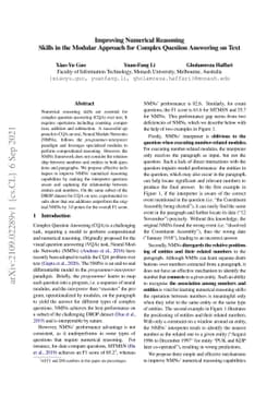 Improving Numerical Reasoning Skills in the Modular Approach for Complex
  Question Answering on Text