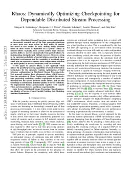 Khaos: Dynamically Optimizing Checkpointing for Dependable Distributed
  Stream Processing