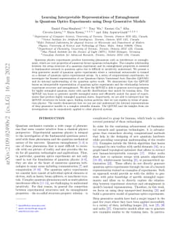 Learning Interpretable Representations of Entanglement in Quantum Optics
  Experiments using Deep Generative Models