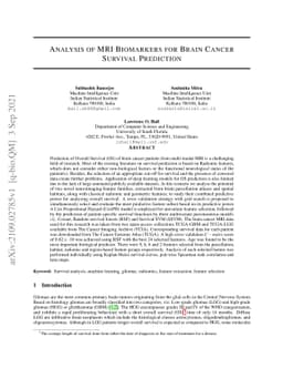 Analysis of MRI Biomarkers for Brain Cancer Survival Prediction