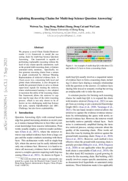 Exploiting Reasoning Chains for Multi-hop Science Question Answering