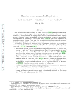 Quantum secure non-malleable-extractors