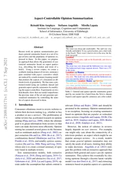 Aspect-Controllable Opinion Summarization