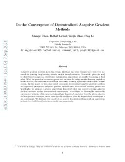 On the Convergence of Decentralized Adaptive Gradient Methods