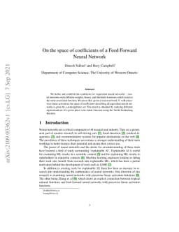On the space of coefficients of a Feed Forward Neural Network
