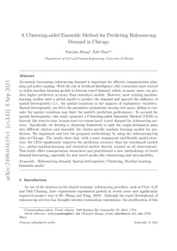A Clustering-aided Ensemble Method for Predicting Ridesourcing Demand in
  Chicago