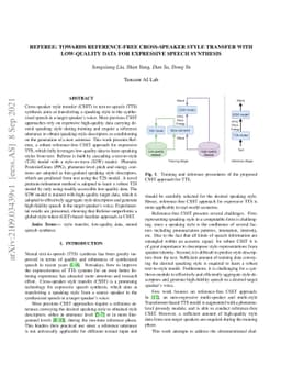 Referee: Towards reference-free cross-speaker style transfer with
  low-quality data for expressive speech synthesis