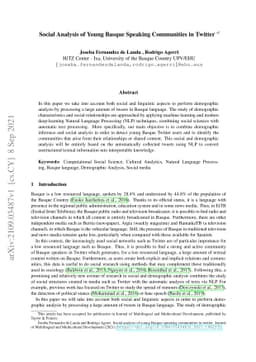 Social Analysis of Young Basque Speaking Communities in Twitter